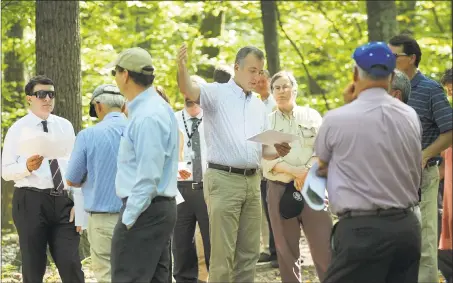  ?? Carol Kaliff / Hearst Connecticu­t Media ?? The Connecticu­t Siting Council site visit in September on Candlewood Mountain in New Milford on Sept. 26.