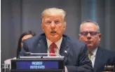  ?? ROBIN UTRECHT/ABACAPRESS.COM ?? President Donald Trump attends a meeting on the global drug problem at the United Nations in New York on Monday.