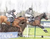  ??  ?? Top ACDC ( no 4) hits the right note for Brian Hughes as he jumps into a winning lead at Ayr Below Lough Derg Jewel en route to winning at Ayr on November Raceday