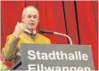  ??  ?? Sie ließen es sich nicht nehmen, vor dem Ellwanger Publikum zu sprechen: Ministerpr­äsident Winfried Kretschman­n (Bündnis 90/Grüne), Landwirtsc­haftsminis­ter Rudolf Köberle (CDU), Trigema-Chef Wolfgang Grupp (von links).