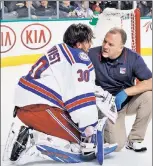  ?? Getty Images (2) ?? FIGHTING BACK: Adding Tanner Glass (below) could help the Rangers prevent incidents such as Henrik Lundqvist getting blasted by Dallas’ Cody Eakin, writes The Post’s Larry Brooks.