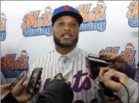  ?? RICHARD DREW - THE ASSOCIATED PRESS ?? New York Mets’ Robinson Cano answers questions at CitiField, in New York, Tuesday, Dec. 4, 2018. The Mets acquired eight-time All-Star second baseman Robinson Cano and major league saves leader Edwin Diaz from the Seattle Mariners in a seven-player trade Monday.