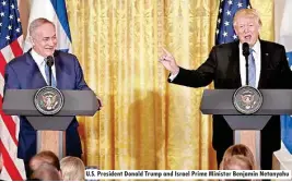  ??  ?? U.S. President Donald Trump and Israel Prime Minister Benjamin Netanyahu