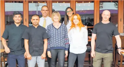  ??  ?? The Sorrento team, Tomas Torres (left), Gagandeep Chitchot, Geoffroy Bringeon, Sandy Hallett (owner), Shirley Douib, Persia Ashton, and Matt Bostock (head chef). Absent: Team members Violta Vlasic and Alastair Revfeim