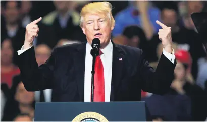  ?? Picture: Reuters ?? I’M THE MAN. US President Donald Trump addresses the crowd in Louisville, Kentucky, on Monday, the day he suffered a double blow in Congress.