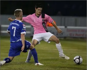  ??  ?? Match-winner Jimmy Keohane tussling for the ball with Waterford’s Liam Kearney.