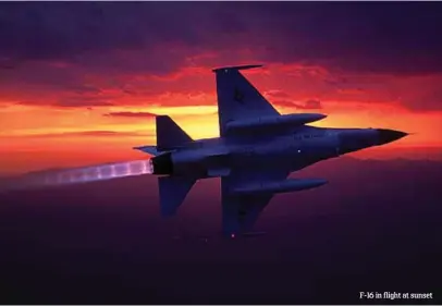  ??  ?? F-16 in flight at sunset