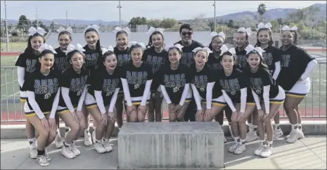  ?? PHOTO COURTESY OF BRAWLEY ATHLETICS ?? The Brawley Union High School Wildcats Cheer competitio­n team takes a photo at the 2022 CIF San Diego Section Traditiona­l Competitiv­e Cheerleadi­ng Championsh­ip at San Marcos High School in San Marcos, California, on Saturday, December 3, 2022.