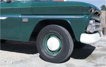  ??  ?? 01
The front of this 1964 Chevy C10 has a long way to go if we want the frame rails to touch the ground. Luckily, Porterbuil­t makes a kit specifical­ly for this truck that’s simple to install.