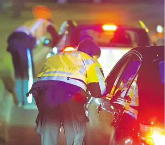  ?? TIMES COLONIST FILE ?? Looking for impaired drivers is among the highest-profile activities in law enforcemen­t. Steve Wallace suggests a similar zero-tolerance policy should apply to violations such as tailgating.