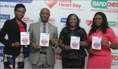  ??  ?? L-R: Head, Business Developmen­t, HealthPlus Limited, Mrs. Molade Adeniyi; Managing Director, RapidCheck Diagnostic­s & Wellness Ltd, Mr Chijioke Onyia; Founder & CEO, HealthPlus Limited; Mrs. Bukky George; and Pharmacy Services Manager, HealthPlus...