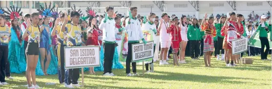  ?? DAVNOR PROVINCIAL AND YOUTH DEVELOPMEN­T OFFICE PHOTO ?? THE PIONEERS. The Davao del Norte Pioneers delegation for the upcoming Davao Region Athletic Associatio­n (Davraa) Meet 2024 comprises 592 athletes and coaches. Photo was taken during the DavNor Division Meet 2024 opening ceremonies last month.