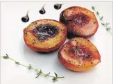  ??  ?? Broiled Honey-Thyme Peaches with Balsamic Glaze.