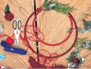  ??  ?? Try your hand at this wreath recreation or create your own design using similar materials, wire rings, or other shapes. MILLICENT MCKAY