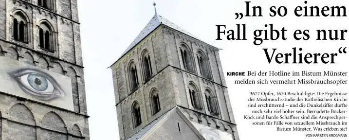  ?? BILD: KARSTEN KROGMANN ?? Gott sieht alles? Kunstinsta­llation am St.-Paulus-Dom in Münster. Zum Bistum Münster gehört auch der Offizialat­sbezirk Oldenburg mit rund 265 000 Katholiken.