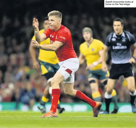  ??  ?? Gareth Anscombe looks at home on the Test stage.