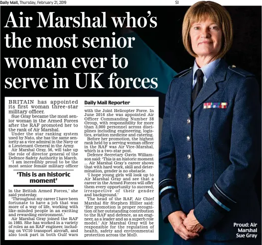  ??  ?? Proud: Air Marshal Sue Gray