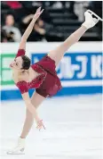  ?? IVAN SEKRETAREV / AP ?? Canadian Kaetlyn Osmond took a major step forward on Sunday by winning silver at the World Figure Skating Championsh­ips.