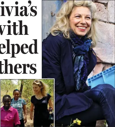  ??  ?? Inspiratio­n: Olivia Giles and, inset, with Susan Bamba, in pink, who was helped by her charity