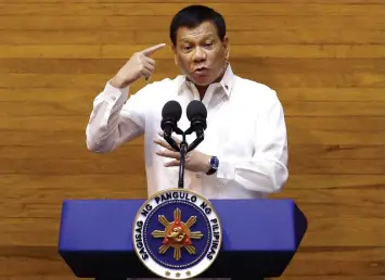  ??  ?? President Rodrigo Duterte during his State of the Nation Address last year.