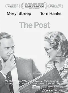  ??  ?? Film poster of 'The Post' by Steven Spielberg. — Courtesy of 20th Century Fox