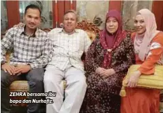  ??  ?? ZEHRA bersama ibu bapa dan Nurhafiz.