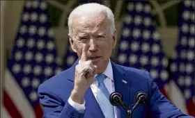  ?? ANDREW Harnik / ap ?? president Biden gestures as he speaks about gun violence prevention in the Rose Garden at the White House on Thursday.