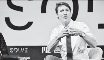  ?? PAUL MAROTTA GETTY IMAGES FOR MIT SOLVE ?? Prime Minister Justin Trudeau was at MIT expounding on Canada’s push into artificial intelligen­ce.