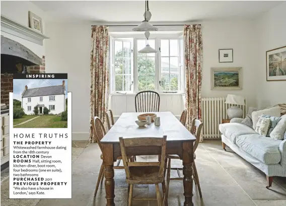  ??  ?? covered in Sky ticking fabric, £27.50m, Tinsmiths. Artwork (above sofa), Eric Ravilious print, £225, Pentreath &amp; Hall