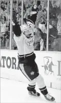  ?? Frederick Breedon Getty Images ?? ROMAN JOSI of Nashville has reason to exult after scoring the winning goal late in the third period.