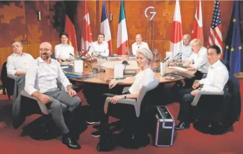  ?? // AFP ?? Los líderes del G-7 durante la cumbre celebrada en el castillo de Elmau, en Baviera, Alemania