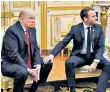  ??  ?? Don’t go there: Presidents Trump and Macron bonding badly last weekend