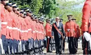  ?? FILE PHOTO ?? Governor General Sir Patrick Allen inspects the guard of honour, furnished by The First Batallion The Jamaica Regiment.