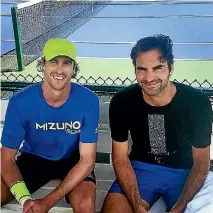  ?? TENNIS NZ ?? Marcus Daniell recently had a practice hit with Roger Federer.