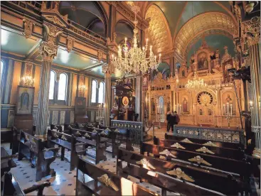  ??  ?? TOP: The interior view of historical Bulgarian Sveti Stefan Church, or “Iron Church,” is seen in Istanbul. Turkey’s President Recep Tayyip Erdogan and Bulgaria’s Prime Minister Boyko Borisov attended the reopening ceremony.