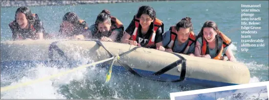  ??  ?? Immanuel year nines plunge into Israeli life. Below: Edge Grove students learn transferab­le skills on a ski trip
