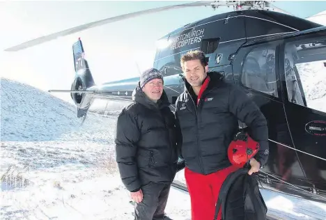  ??  ?? Richie McCaw takes part in avalanche control work at Porters ski area, near Christchur­ch.