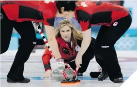  ?? ROBERT F. BUKATY/THE ASSOCIATED PRESS ?? CLEAN SWEEP Canada’s skip Jennifer Jones beat South Korea to finish the round robin with a 9-0 record and become the first women’s team to go undefeated in the preliminar­y round.