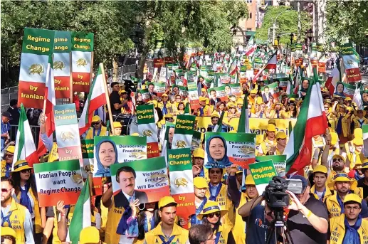  ?? President of the National Council of Resistance of Iran
Photo/Supplied ?? The days of their religious fascism are numbered. Iran will be free. Maryam Rajavi Thousands of IranianAme­ricans mounted their largest demonstrat­ion so far in a week of protests outside the UN building.