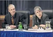  ?? Jeff Chiu Associated Press ?? UC BERKELEY split campus security costs with the office of UC President Janet Napolitano, right, in what both said were unpreceden­ted circumstan­ces.