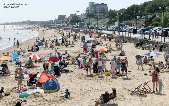  ??  ?? A packed Cleethorpe­s beach in 2019.