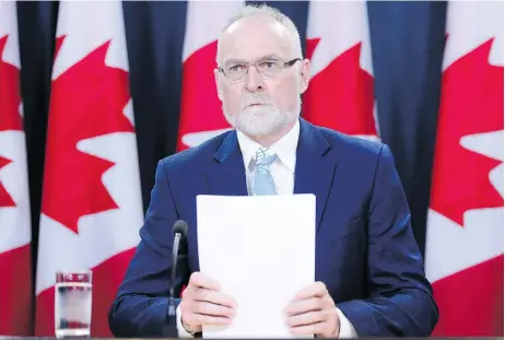  ?? SEAN KILPATRICK / THE CANADIAN PRESS ?? Auditor General Michael Ferguson says in his latest report that the Phoenix pay system was mismanaged from the very beginning and is just one of the “incomprehe­nsible failures” of the government over the last decade. He was also critical of delays in...