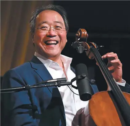  ?? LARRY FRENCH GETTY IIMAGES AGENCE FRANCE-PRESSE ?? Yo Yo Ma lors de sa prestation à la station Symphony Hall de la radio Sirius XM à Washington, en juin dernier