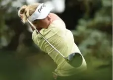  ?? STACY REVERE/GETTY IMAGES ?? After leading for the first two rounds of Meijer LPGA Classic, Brooke Henderson shot 67 Saturday and sat in a four-way tie for second.