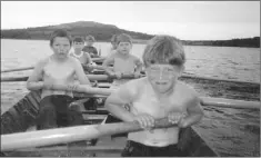  ?? — Submitted photo ?? Eager rowers take to the waters of Lady Lake during the 1989 edition of the Harbour Grace Regatta. They include (front to back) George Williams, John Pike, Gordon (G.G.) Meadus, Michael Martin, Lorne Pike and Brendan Chafe.A family affair