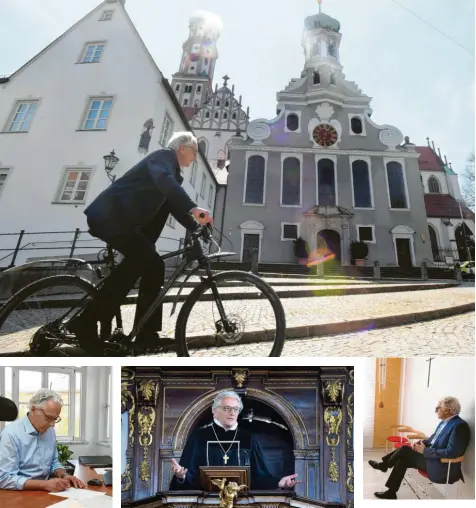  ?? Fotos: Ulrich Wagner ?? Axel Piper ist das Gesicht von knapp 300 000 Protestant­en. Sitz des Regionalbi­schofs ist Augsburg – der Stadt, in der Reformator Martin Luther von Kardinal Cajetan verhört wurde, der Stadt des Religionsf­riedens und des Friedensfe­stes. Piper erschließt sich die Stadt und sein neues Amt jeden Tag ein Stück weit mehr.