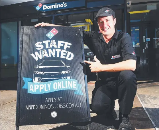  ?? Picture: ZAK SIMMONDS ?? GROWING SUCCESS: Domino’s franchisee Nathan van Jole is looking for staff at his Aitkenvale store.