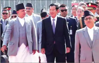  ?? HUN SEN VIA FACEBOOK ?? Prime Minister Hun Sen on Thursday arrives in Kathmandu, Nepal to attend the Asia-Pacific Summit 2018. He will also hold bilateral talks with the Nepalese leaders.