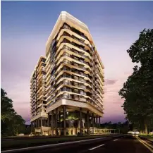  ?? TID ?? One-North Eden has two residentia­l towers of 13 and 15 storeys, including commercial units on the first level, with six units designated for F&B and one for retail use