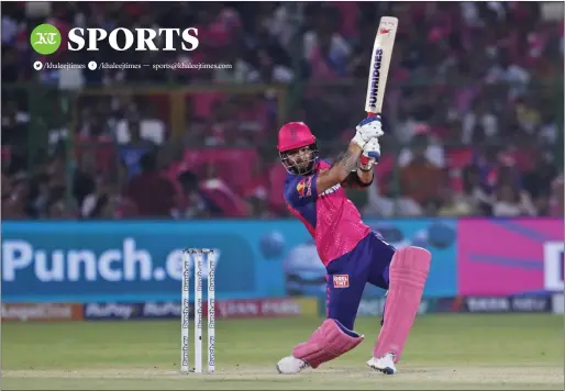  ?? AP ?? Rajasthan Royals’ Riyan Parag bats during the Indian Premier League match against Delhi Capitals. —